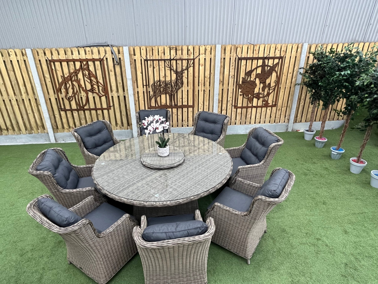 Belgrade Deluxe 8 Seat Rattan Outdoor Dining Set with Lazy Susan