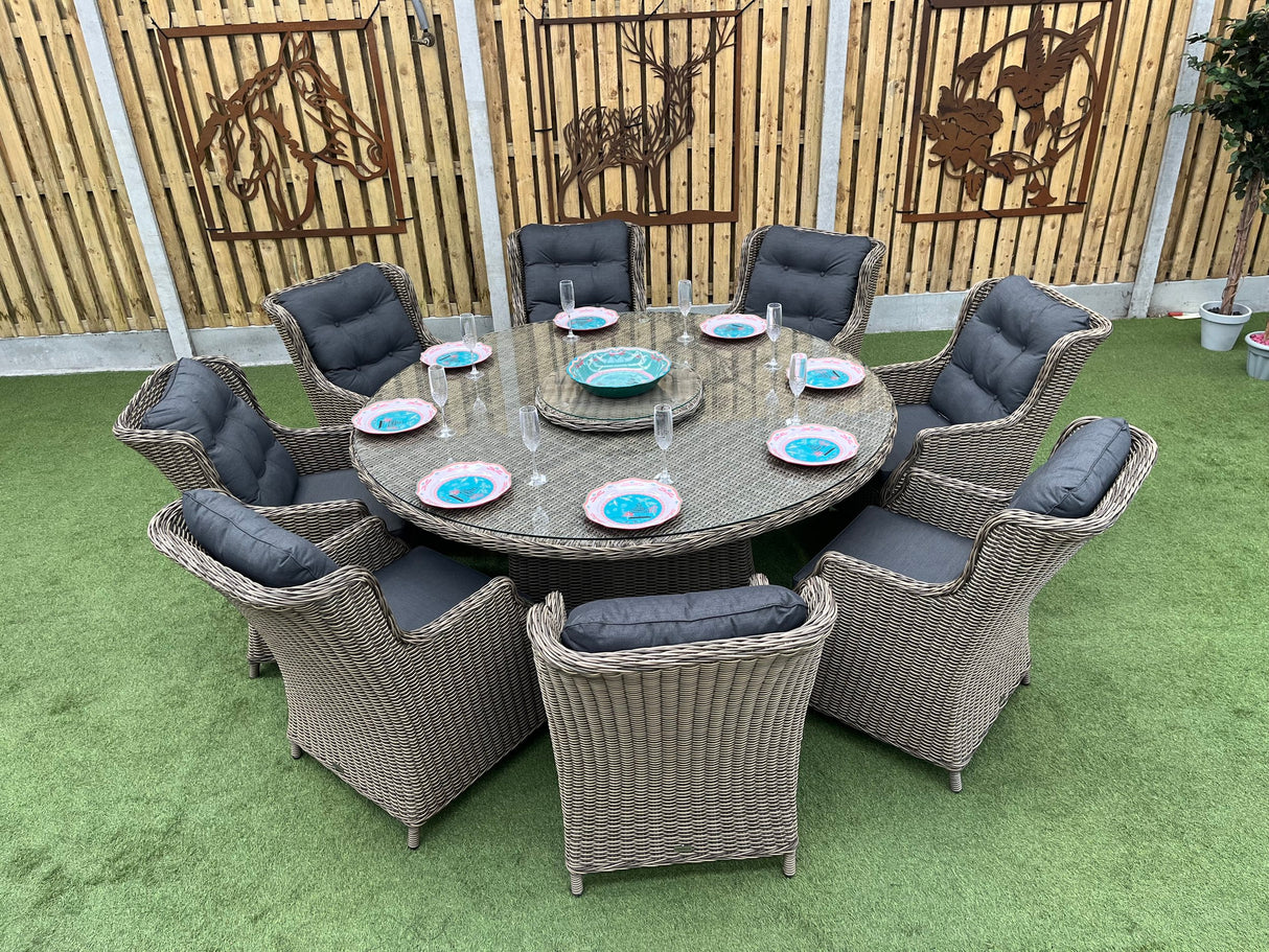 Belgrade Deluxe 8 Seat Rattan Outdoor Dining Set with Lazy Susan