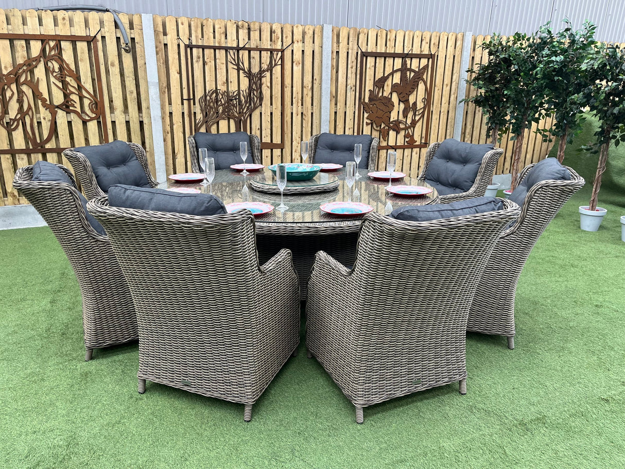 Belgrade Deluxe 8 Seat Rattan Outdoor Dining Set with Lazy Susan