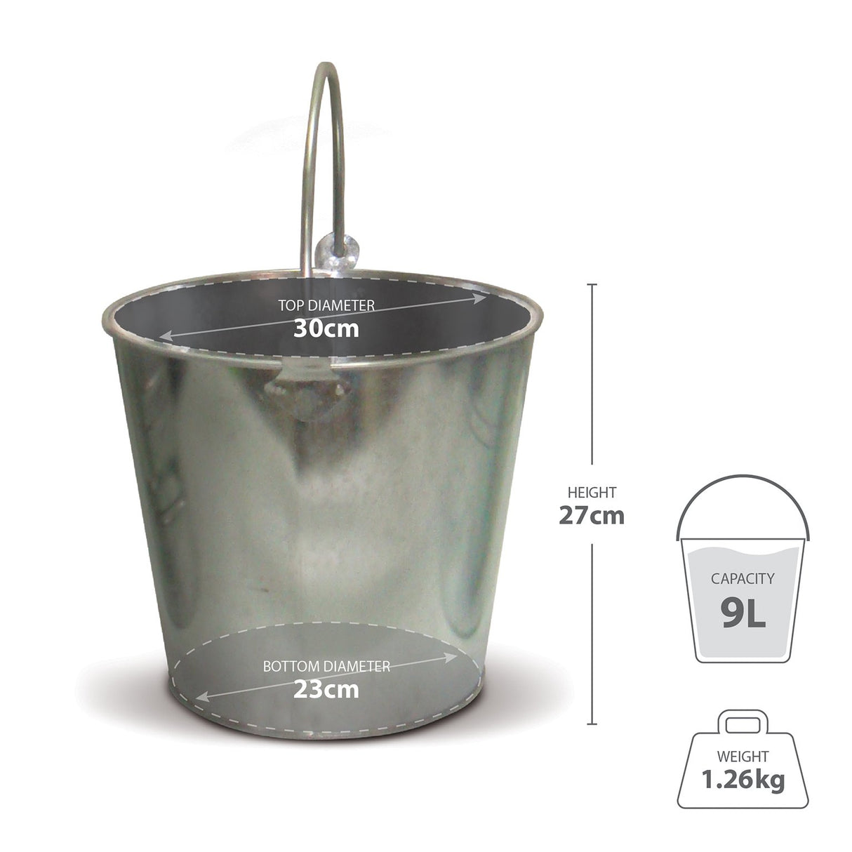 De Vielle 30cm Heavy Duty Galvanised Bucket