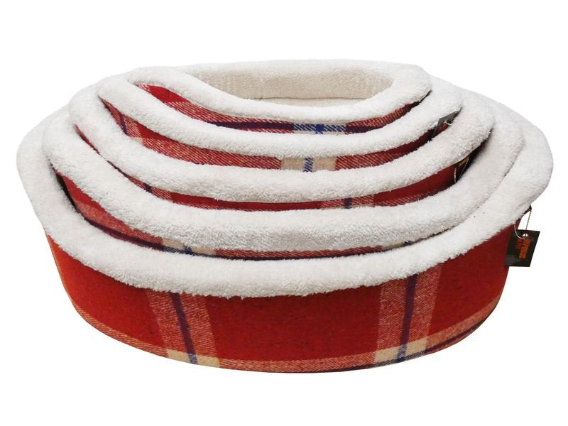 Red Tartan Wool Sherpa Bed 56cm