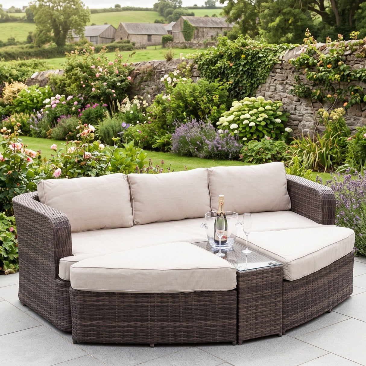 Rattan Outdoor Daybed With Coffee Table