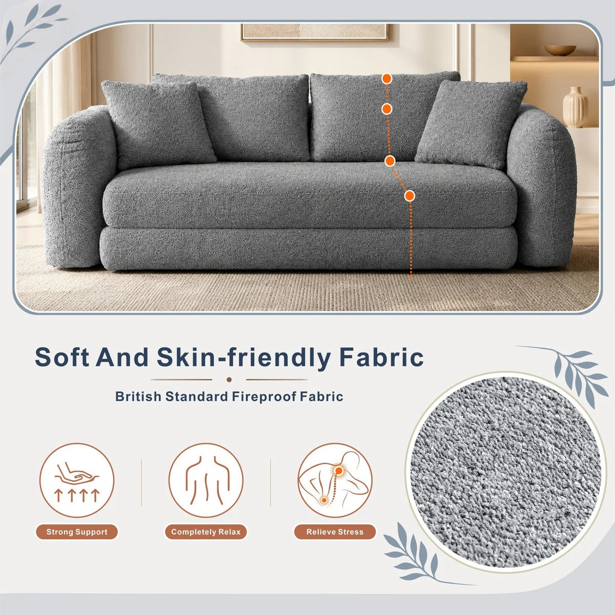 Softy Compressed Pull Out Sofa Bed - Grey