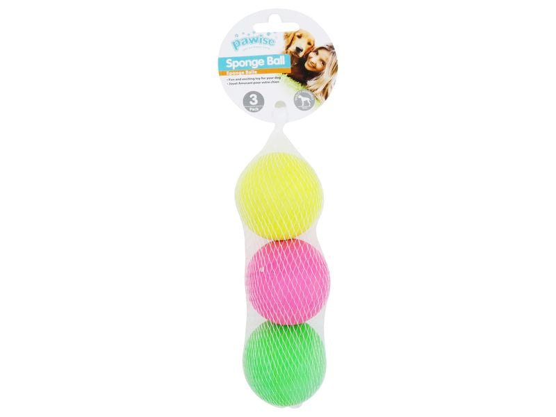 Pawise Sponge Balls 3 pack Neon colours