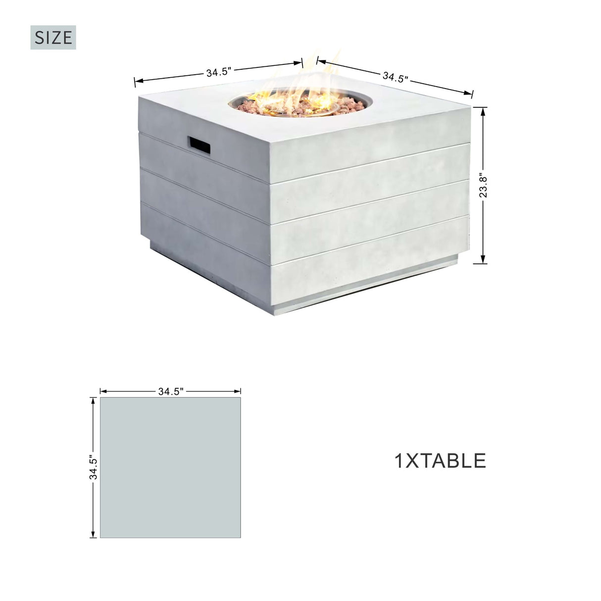 Venetian Square Fire Pit Table