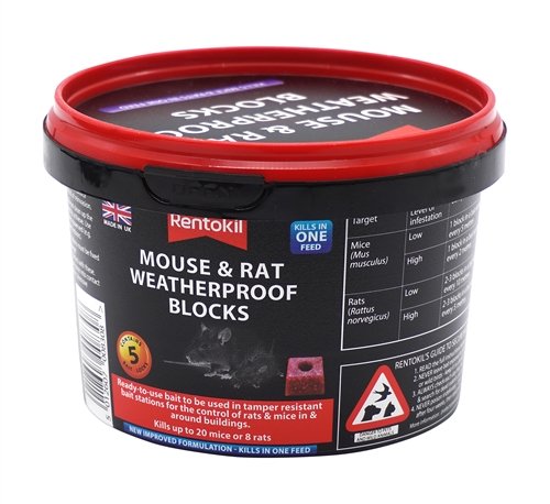 Rentokil Mouse and Rat Weatherproof Blocks - 5 pack