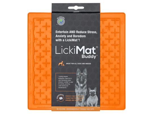 Lickimat Buddy dog treat mat orange