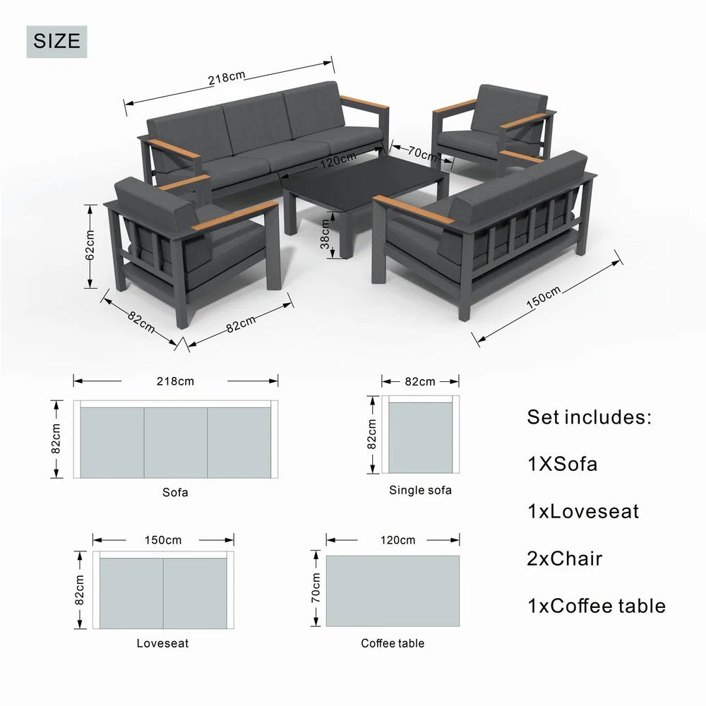 Mimo Arve 4 Seater Aluminium Outdoor Sofa Set