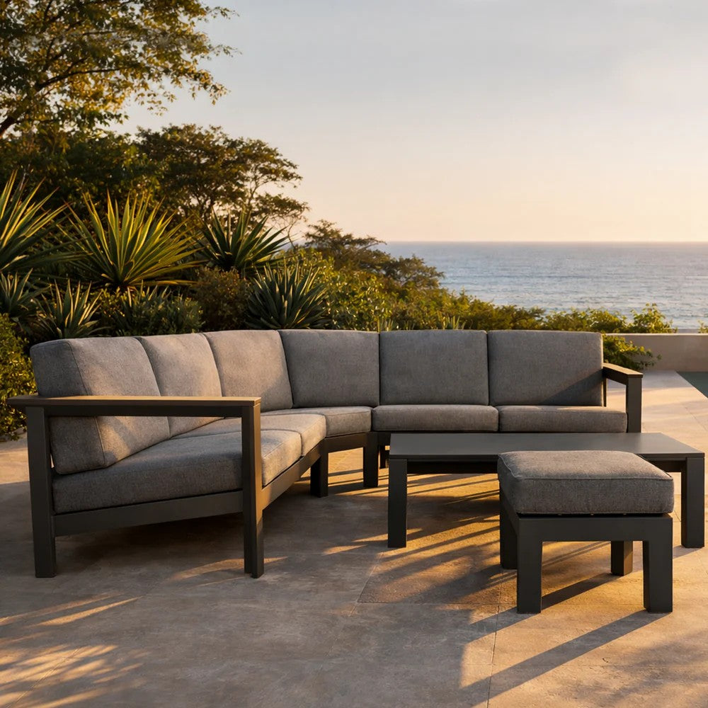Mimo Arve 5 SEATER MODULAR ALUMINIUM OUTDOOR CORNER SOFA SET WITH COFFEE TABLE