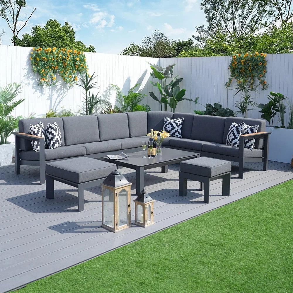 Mimo Arve 5 SEATER MODULAR ALUMINIUM OUTDOOR CORNER SOFA SET WITH COFFEE TABLE