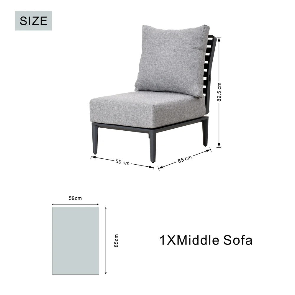 Mimo Aurel 9 Seater Aluminium Modular L Shaped Outdoor Corner Sofa Set