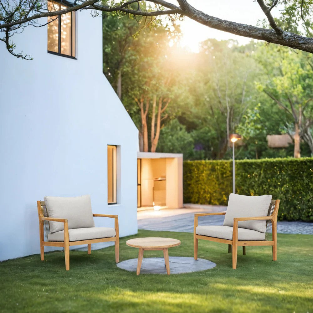 Mimo Solara Wood Outdoor Bistro Sofa Set 3 Pieces