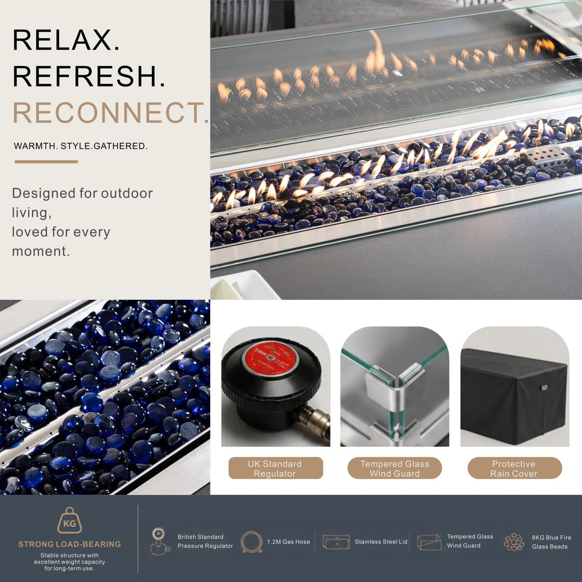 Mimo Talara 7 Piece Outdoor Dining Fire pit Set