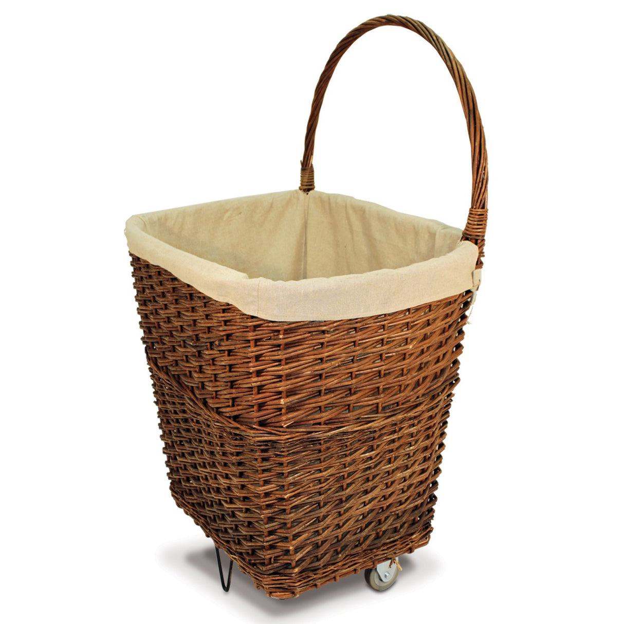 Natural Wicker Firelog Carts With Canvas Liner - Large