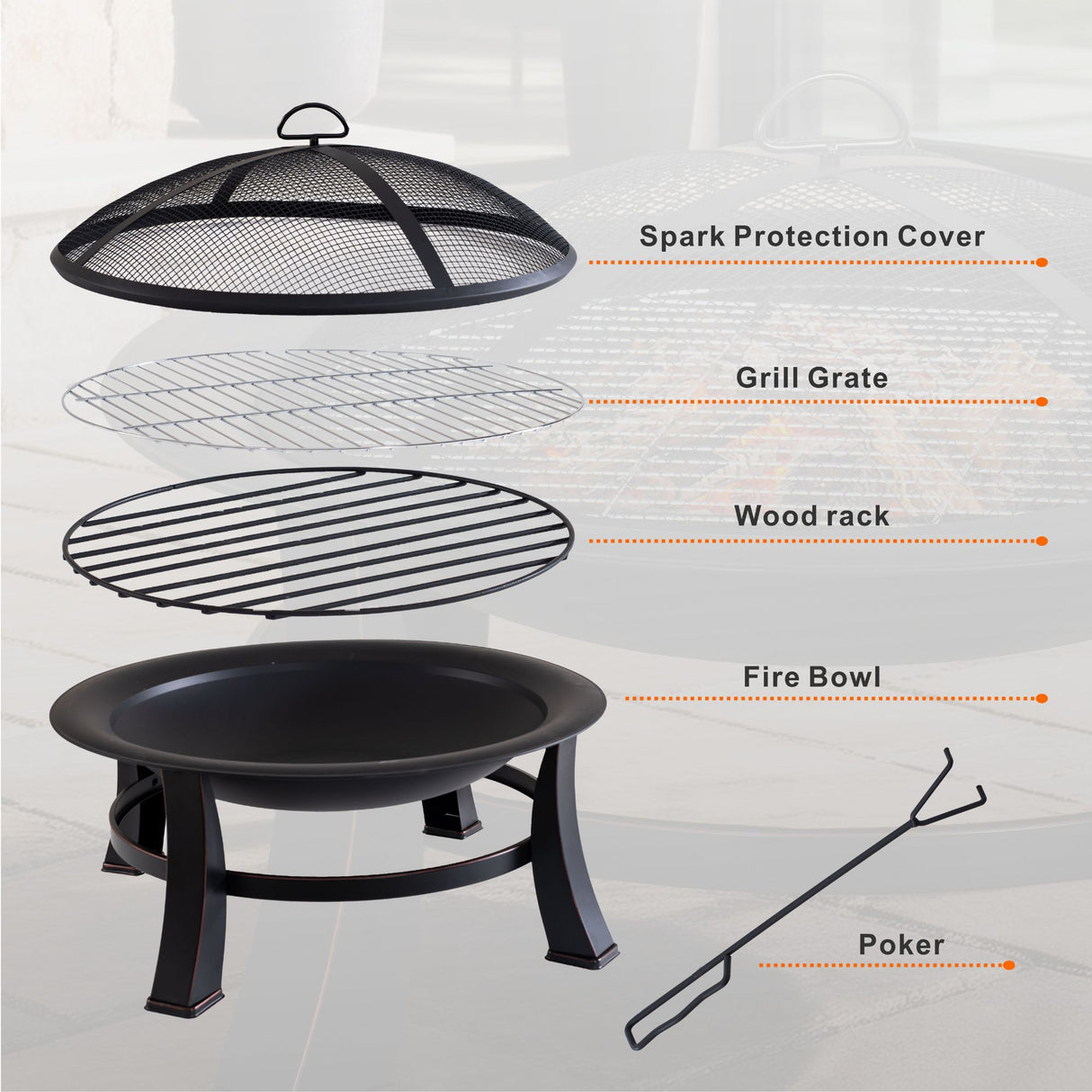 Outdoor Metal Firepit - Black