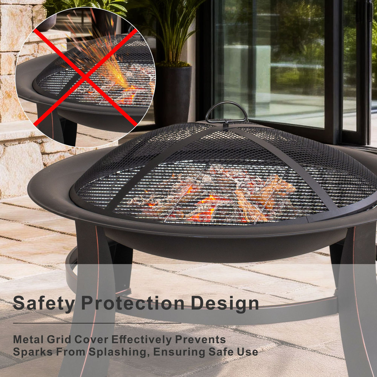 Outdoor Metal Firepit - Black