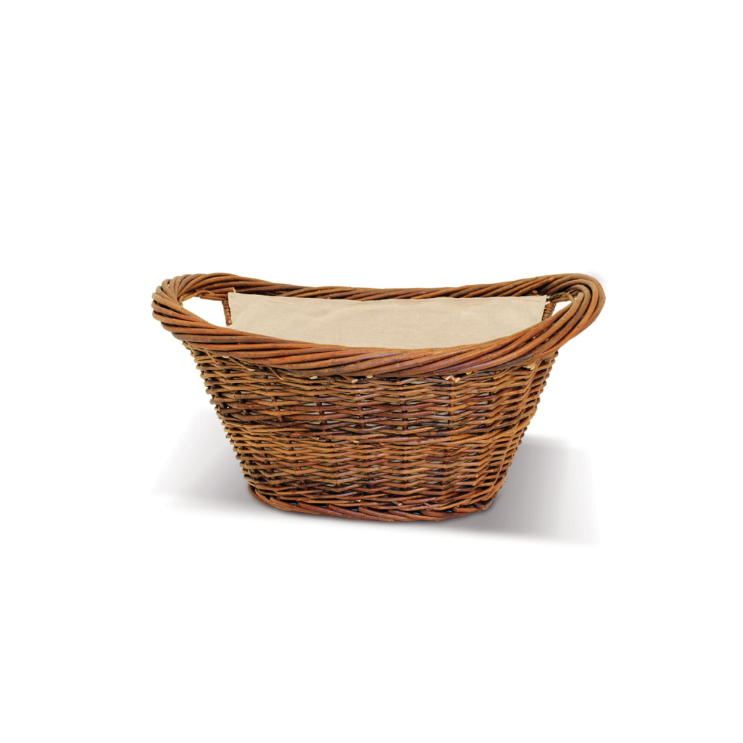 De Vielle Natural Wicker Oval Basket with Canvas Liner