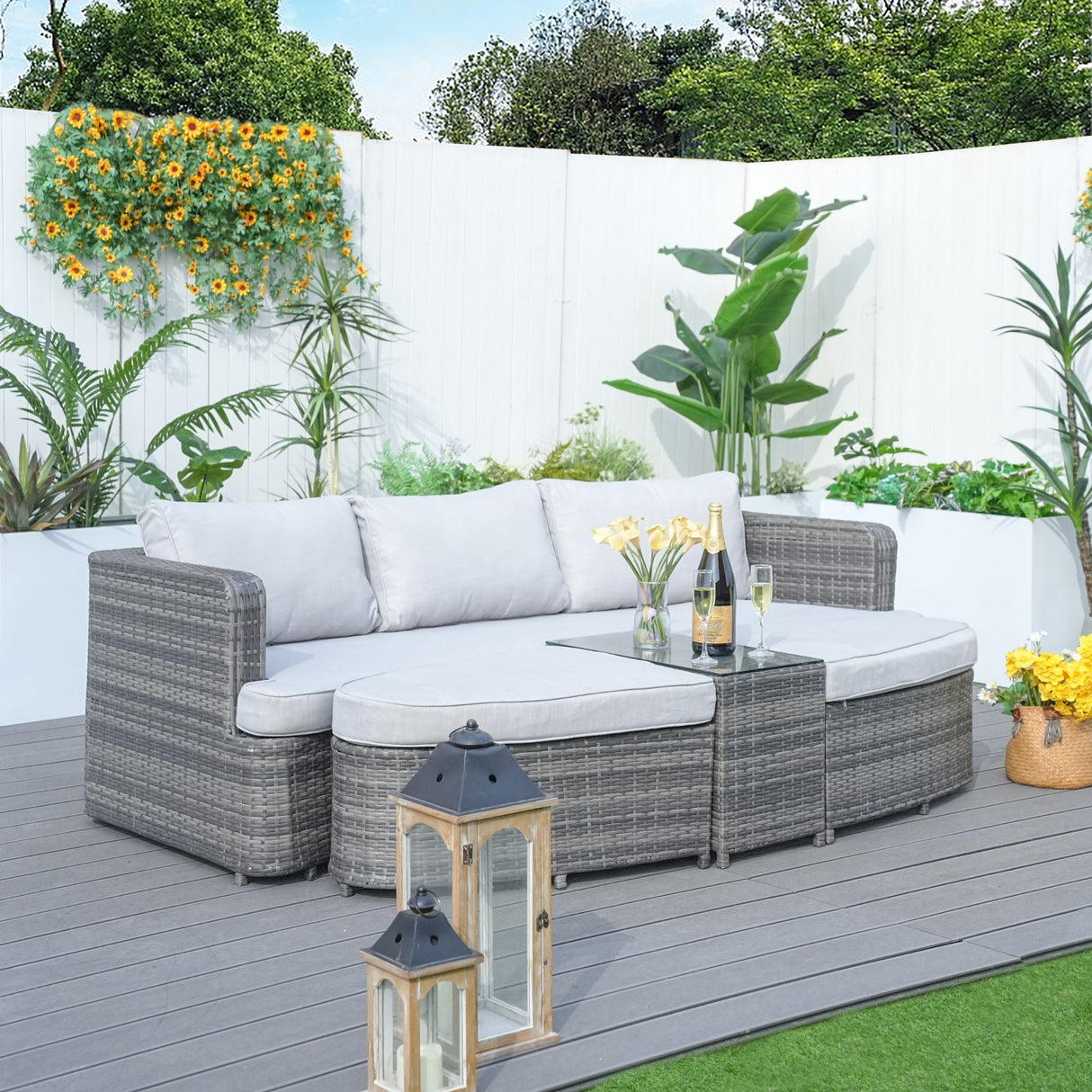 Rattan Outdoor Daybed With Coffee Table