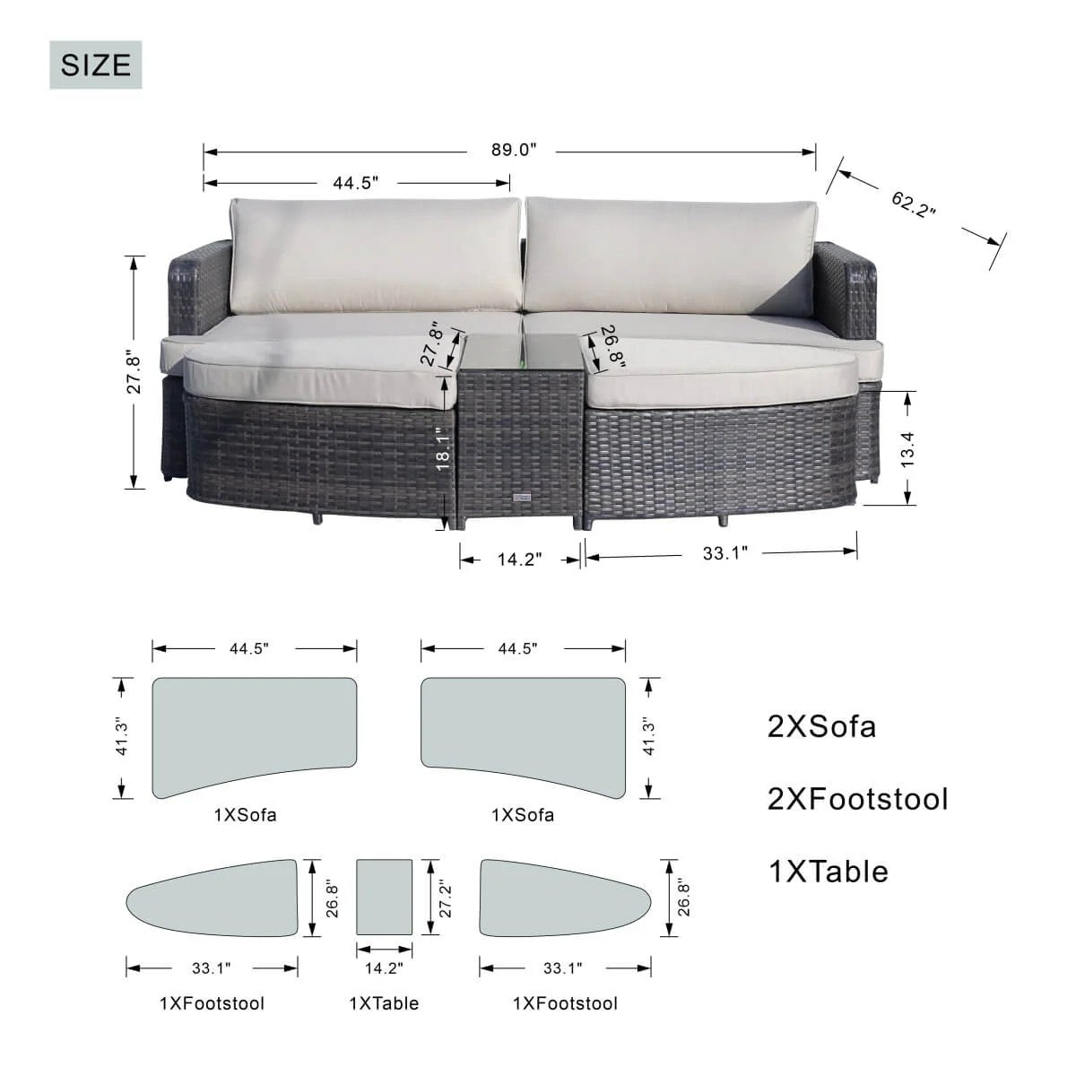 Rattan Outdoor Daybed With Coffee Table
