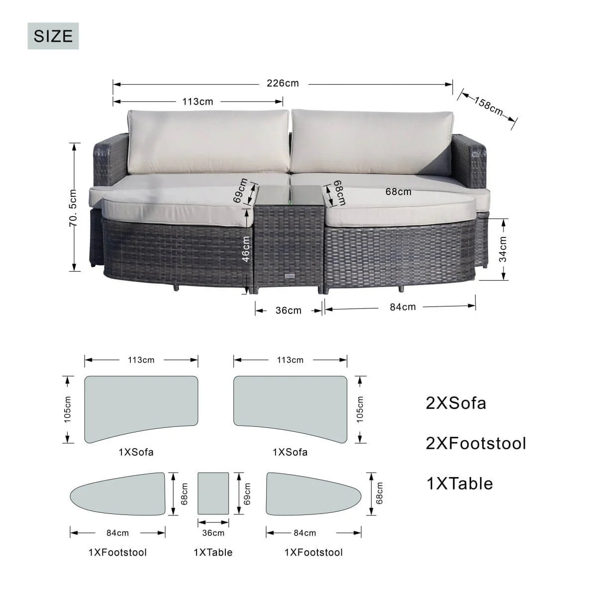 Rattan Outdoor Daybed With Coffee Table