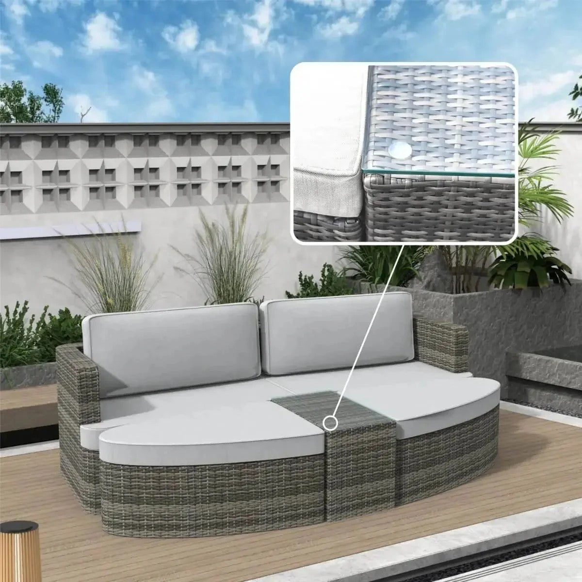 Rattan Outdoor Daybed With Coffee Table