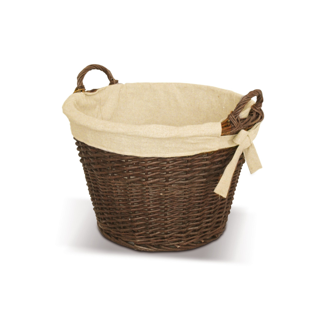 De Vielle Natural Wicker Round Basket with Canvas Liner