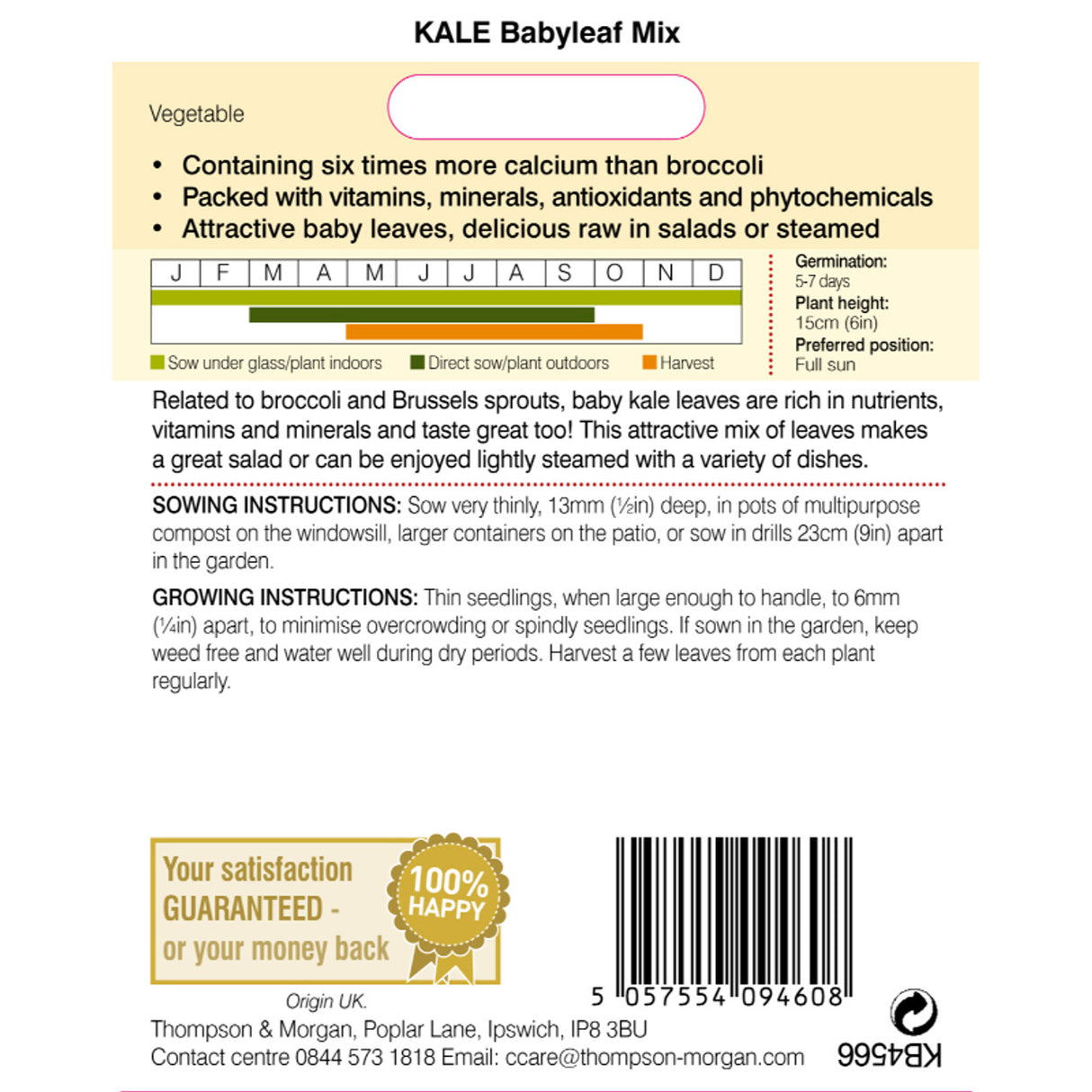 Thompson & Morgan - Kale Babyleaf Mix Seeds