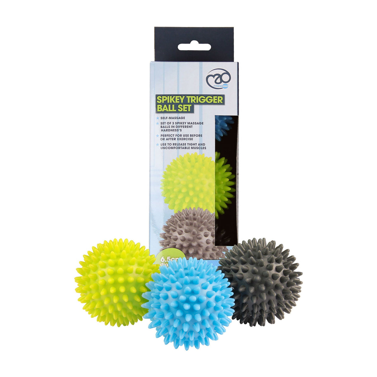Fitness-Mad Spikey Massage Balls (Set of 3) 6.5cm