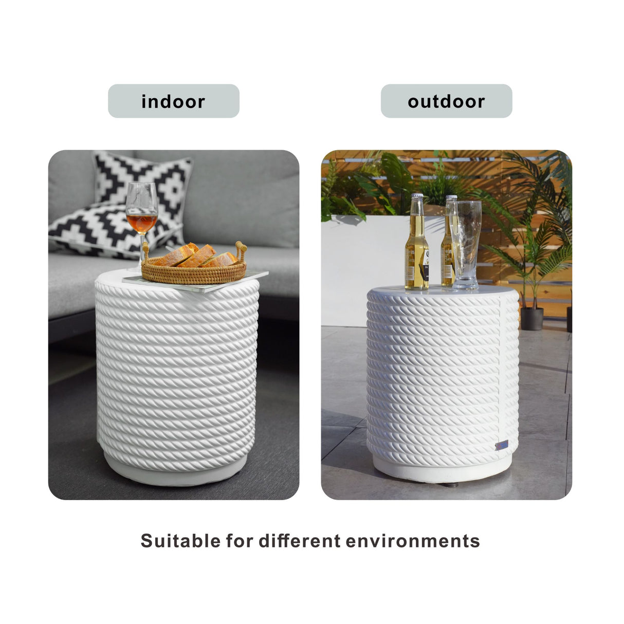 Outdoor Patio Side Table - White