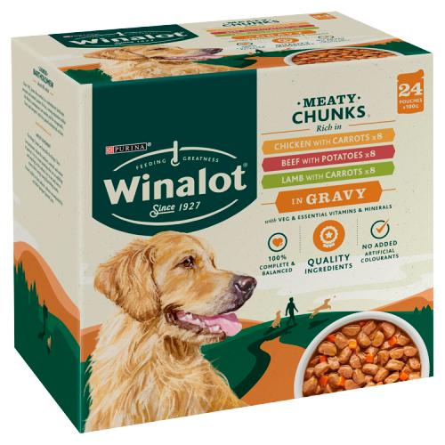 Winalot Meaty Chunks in Gravy 100g 24 packs