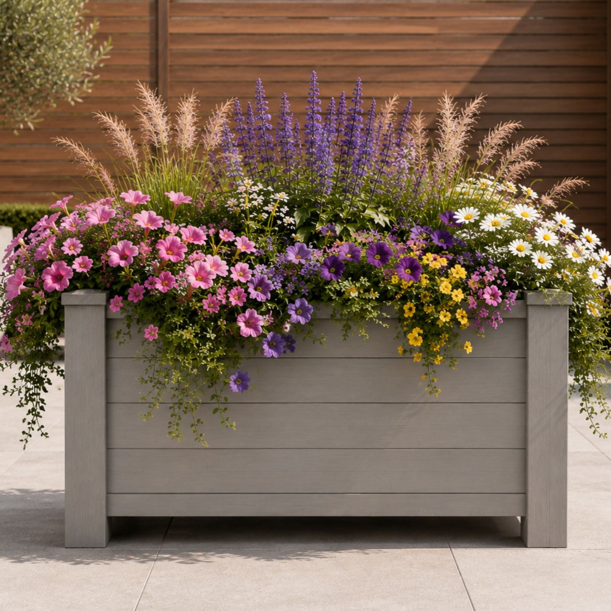 Winawood Large Rectangular Raised Planter - Stone Grey