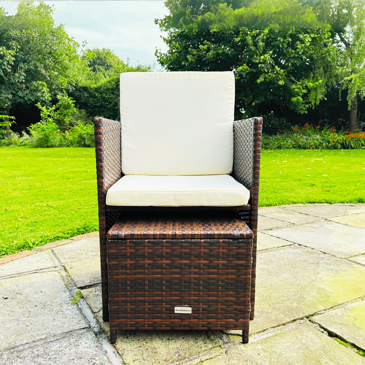 11 Piece Rattan Cube Dining Set in Brown
