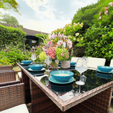 11 Piece Rattan Cube Dining Set in Brown