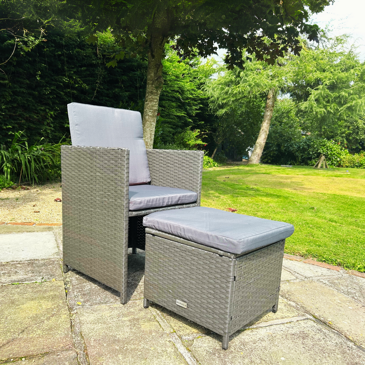 11 Piece Rattan Cube Dining Set in Grey