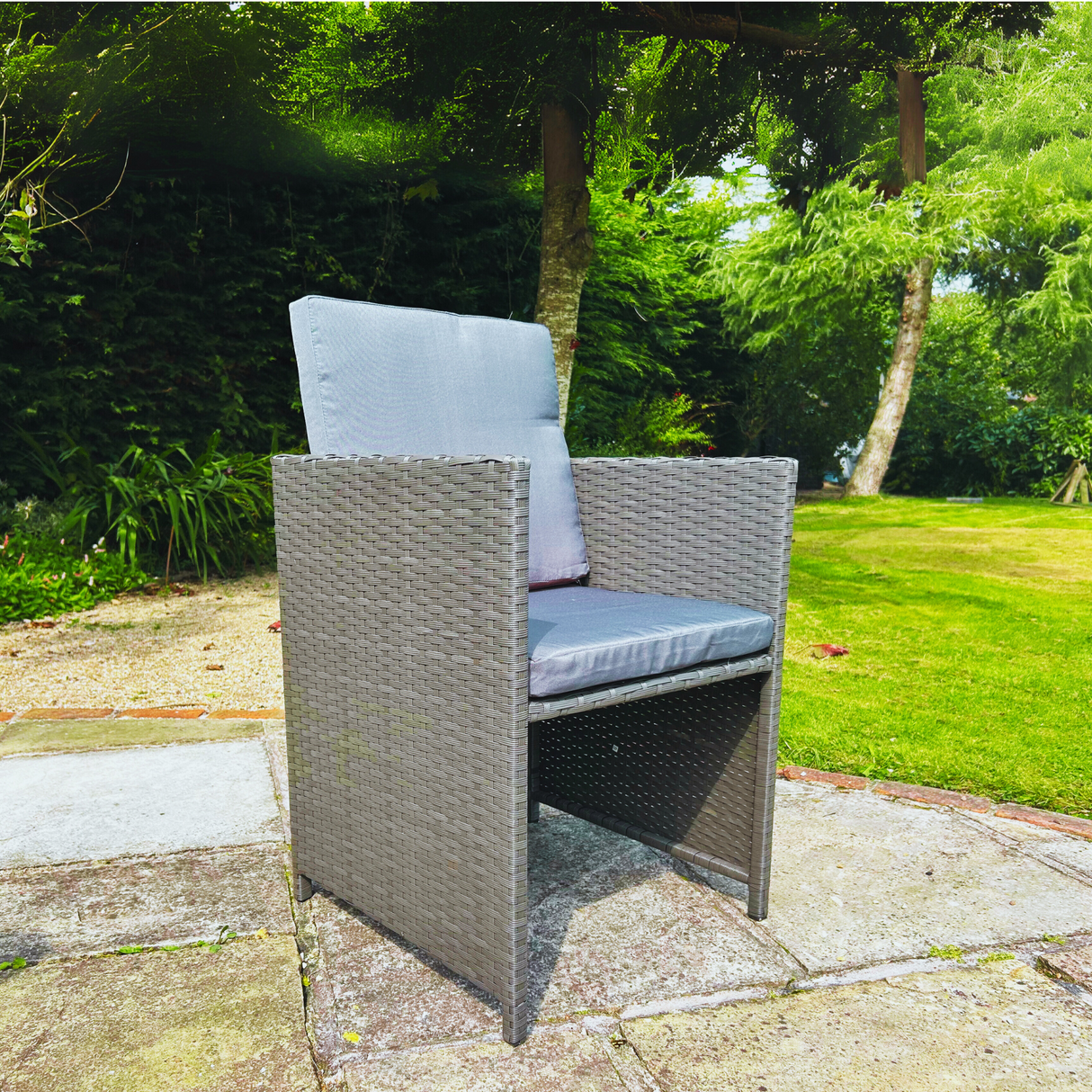 11 Piece Rattan Cube Dining Set in Grey