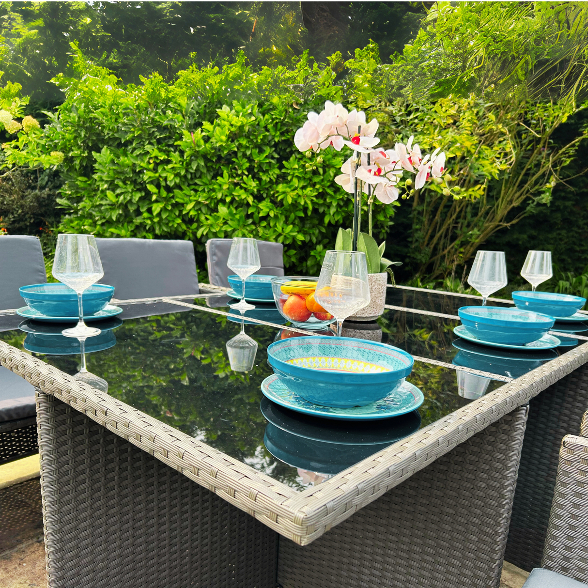 11 Piece Rattan Cube Dining Set in Grey