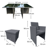 11 Piece Rattan Cube Dining Set in Grey