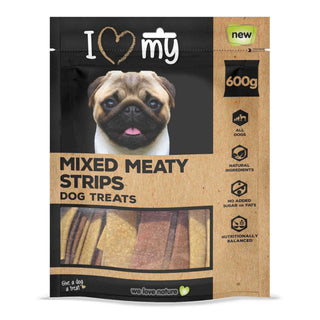 I Love My Pet Dog Treats Meaty Strips 600g