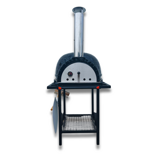 Portable pizza oven with chimney on a white background