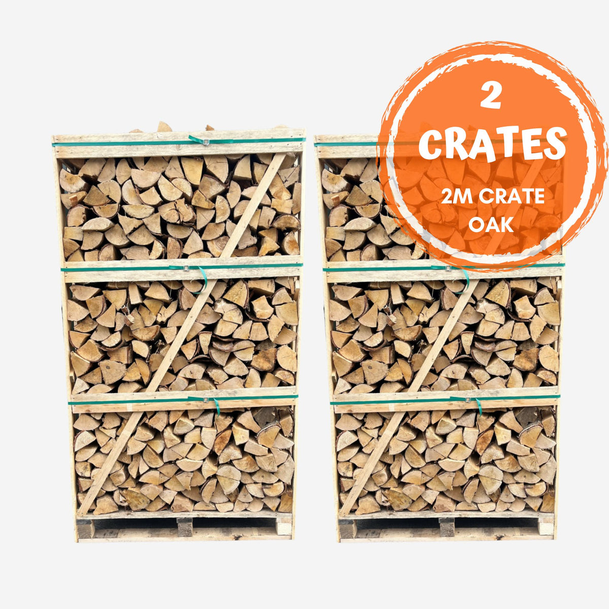 2 Kiln Dried Oak Firewood 2m Crates