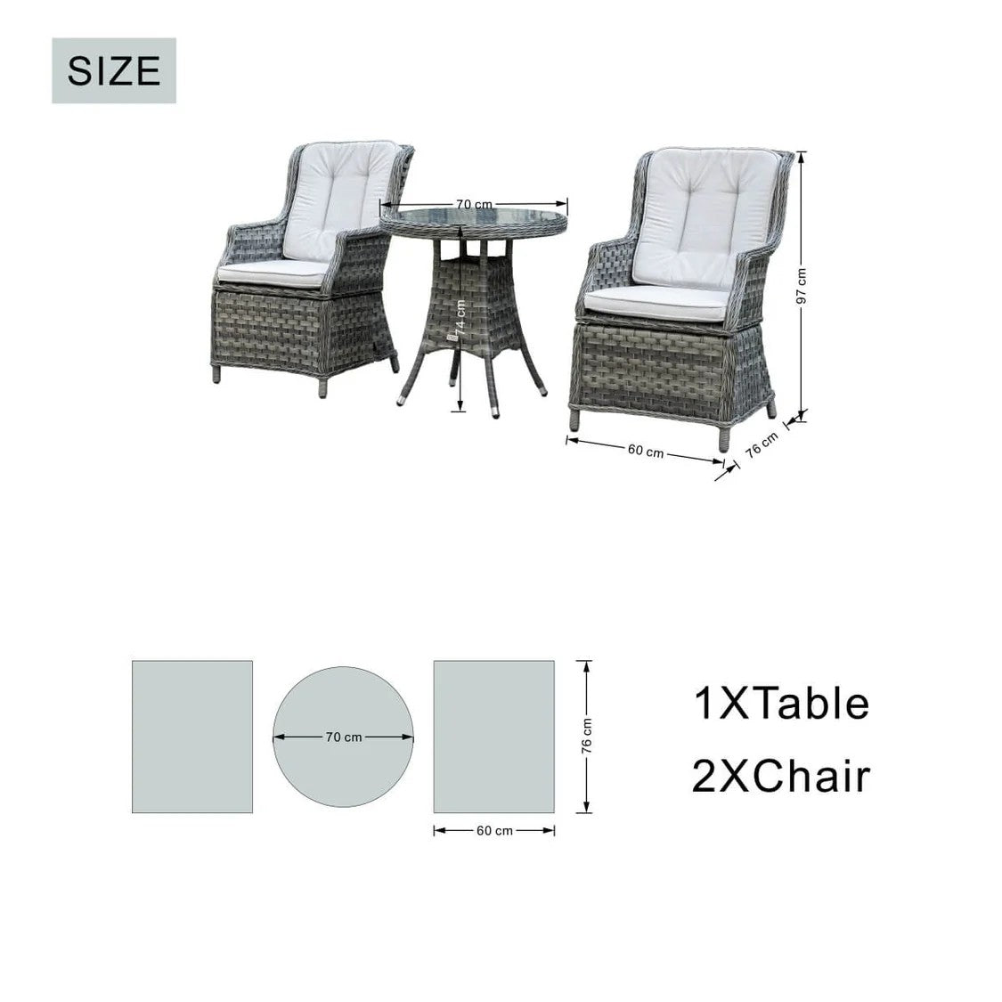 2 Seater Outdoor Dinning Set Grey
