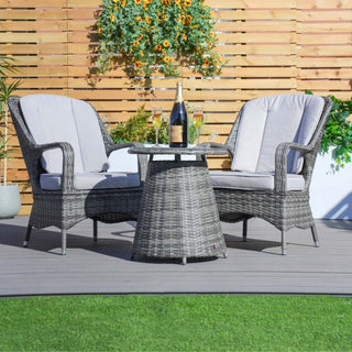 Rattan Bistro 3 Piece Set - Grey
