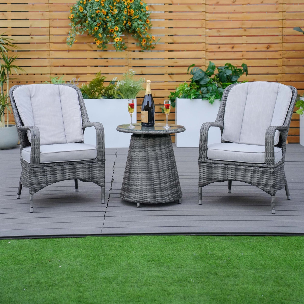 Rattan Bistro 3 Piece Set - Grey