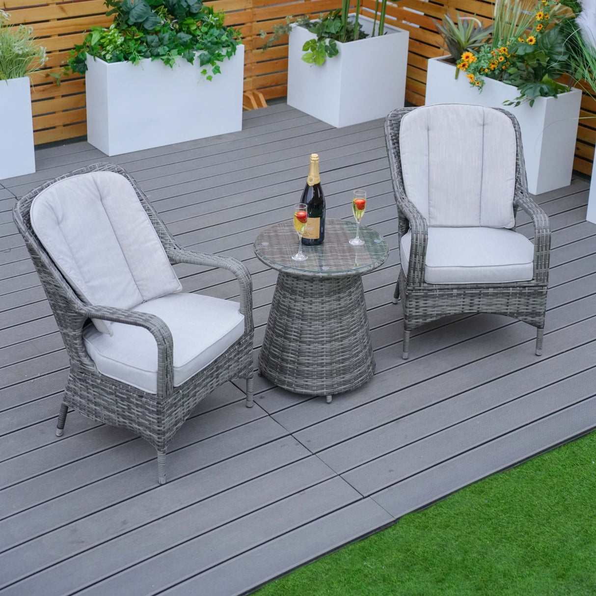 Rattan Bistro 3 Piece Set - Grey