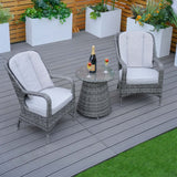 Rattan Bistro 3 Piece Set - Grey