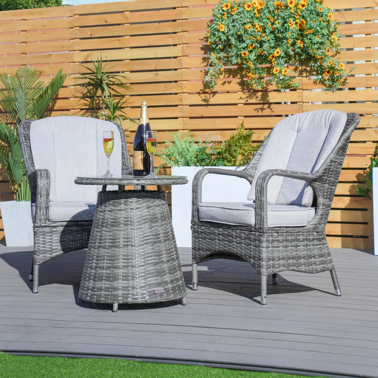 Rattan Bistro 3 Piece Set - Grey