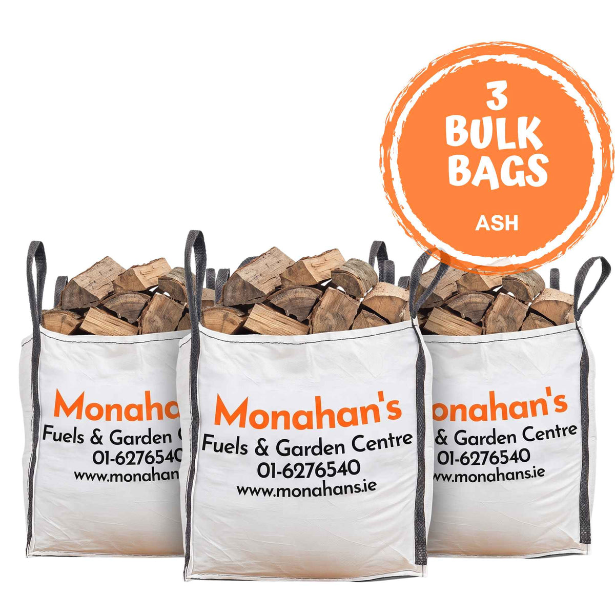 3 Kiln Dried Ash Firewood Bulk Bags