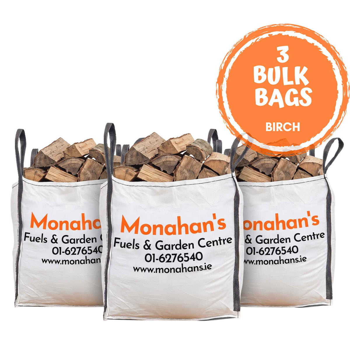 3 Kiln Dried Birch Firewood Bulk Bags
