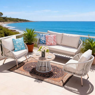 4 Seater Outdoor Sofa Set with Round Coffee Table