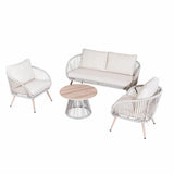 4 Seater Outdoor Sofa Set with Round Coffee Table